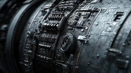 Poster - Metallic Industrial Panel Close Up Detail Shot