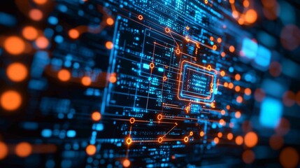 Poster - Close Up of Secure Digital Network Interface with Bright Elements