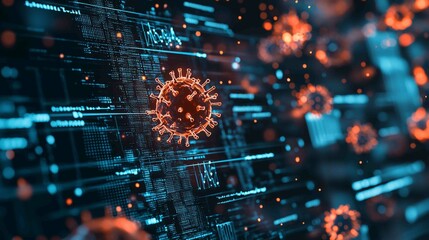 Poster - Close Up of Secure Digital Network Interface in Abstract Design