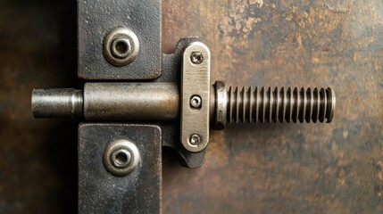 Poster - Detailed Closeup of a Metal Screw Mechanism