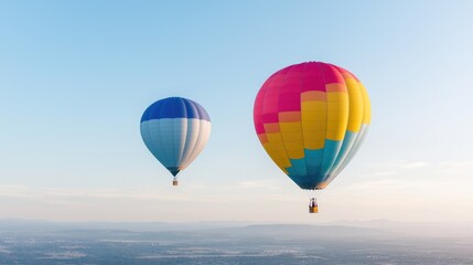  Colorful hot air balloons soaring above landscape