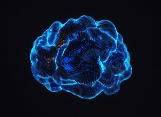 Poster - Abstract glowing digital brain, dark background, futuristic design, conceptual image