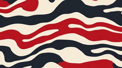 Aufkleber - Abstract Red Black and Cream Wavy Stripes Design