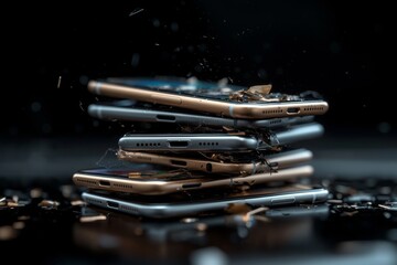Poster - A collection of various smartphones, representing mobile phone technology as a conceptual background