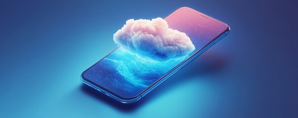 Poster - Cloud computing concept with smartphone and glowing cloud