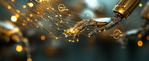 Poster - Image depicting a heavy automation robot arm machine within a smart factory setting, illustrating the Industry 4.0 concept
