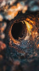 Poster - Detailed Macro View of a Hole in a Rusted Metal Surface