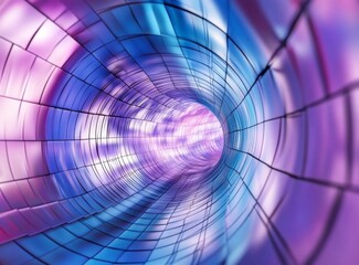 Fototapete - Abstract vibrant tunnel perspective digital art