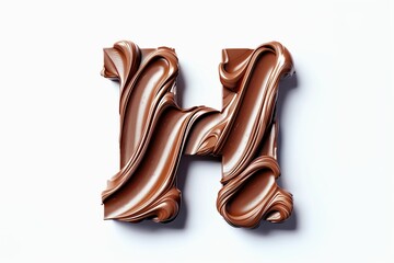 Aufkleber - Letter H designed with flowing cocoa texture isolated on white background