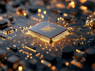 Poster - An abstract digital illustration depicting the flow of data through a complex network of nodes, with a background of binary code and continuously running AI algorithms