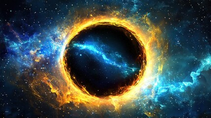 Poster - Celestial Fireball: A Cosmic Spectacle of Energy and Stardust in Space