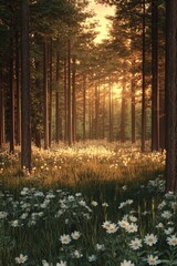 Poster - White Flower Forest