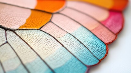 Poster - Close-Up of a Painted Butterfly Wing with Fine Detail and Vibrant Colors for Nature Photography