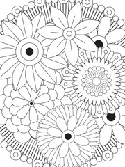 Wall Mural - Flowers Coloring Pages For Adules