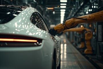 Poster - The Smart factory industry 4.0 concept relies heavily on the automatic machine tool in industrial manufacture factories
