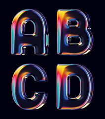 Poster - render, 3d, font, lettering, type, typeface, letters, text, abc, alphabet, glass, shape, transparent