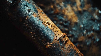 Poster - Detailed Macro Shot of a Dramatic Rusty Air Pipe with Textures
