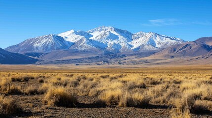 Wall Mural - Snow-Capped Peaks Tower Over Dramatic Mountainous Landscape