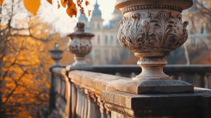 Wall Mural - Railing with Building Background