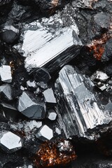 Poster - Stibnite and sphalerite mineral specimen showing intricate details