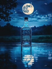 Wall Mural - bottle under full moon