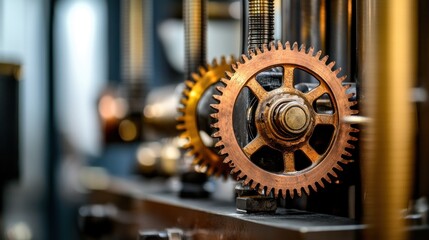 Poster - Intricate Gear Mechanism Close Up Detailed View