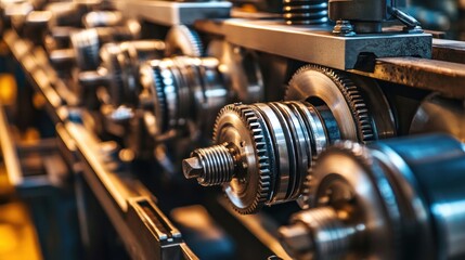 Poster - Industrial machinery gears and metal components showcase precision engineering