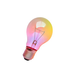 Poster - colorful light bulb with gradient of pink, orange, and yellow hues, showcasing modern design. This vibrant bulb adds playful touch to any space