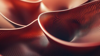 Poster - Abstract undulating surface with textured waves in warm red tones