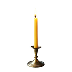 Aufkleber - lit yellow candle in silver candlestick, creating warm ambiance. soft glow of flame adds cozy and inviting atmosphere to any setting