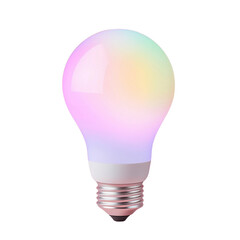 Poster - colorful LED light bulb emitting soft glow, showcasing gradient of pastel colors. Perfect for modern decor and ambiance