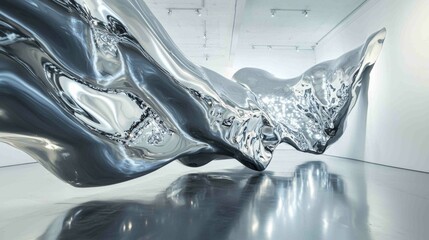 Poster - Futuristic Art Installation Displaying Unique Metallic Sculpture Design