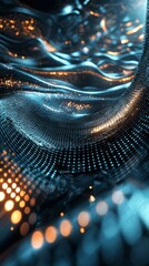 Poster - Abstract Digital Landscape with Futuristic Elements and Light Effects
