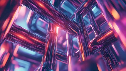 Poster - Abstract Futuristic Digital Rendering of Air Pipelines in Motion