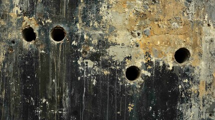 Poster - Close-Up of High Contrast Textured Wall with Bullet Holes