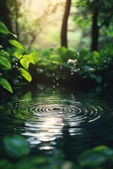 Wall Mural - Water droplet in small pond