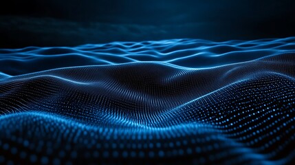 Poster - Serene Digital Waters, A Captivating Display of Particle Waves in Azure
