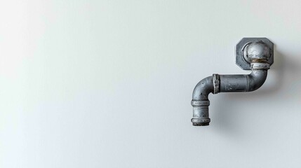 Poster - Minimalist Composition of a Single Air Pipe on a Light Wall