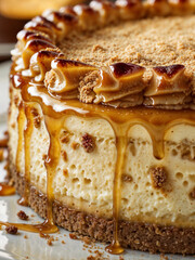 piece of cake with raisins. Pecan Caramel Cheesecake