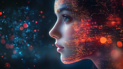 Poster - Futuristic digital information marketing concept showcasing advanced technology and data-driven strategies with high-tech interfaces, ai-powered analytics, and modern digital platforms for enhanced cu