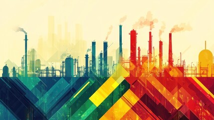 Aufkleber - Abstract Industrial Cityscape with Geometric Design