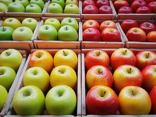 Wall Mural - Variety of Apples in Boxes