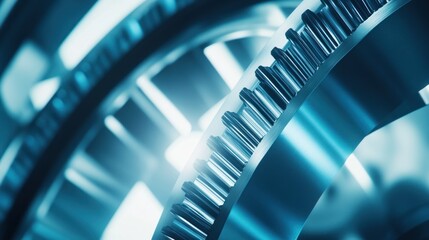 Poster - Closeup View of Interlocking Metal Gears