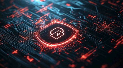 Poster - Modern Minimalist Interface with Open Lock Symbol on Digital Background