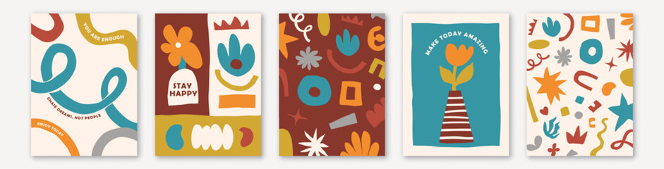 Poster - abstract shapes vector backgrounds. geometric patterns with simple hand drawn elements and text quot
