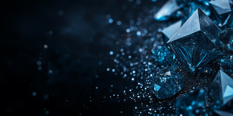 Wall Mural - A blue diamond with a black background