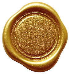 Wall Mural - gold glitter wax seal round golden stamp png clipart cutout transparent isolated