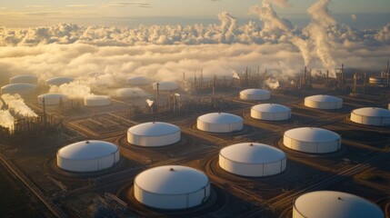 Poster - Aerial View Of Oil Refinery Storage Tanks And Plant