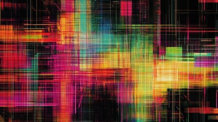 Aufkleber - Abstract Colorful Intersecting Lines Grid Pattern