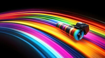 Poster - Color laser printer drum cartridge with vibrant light streaks